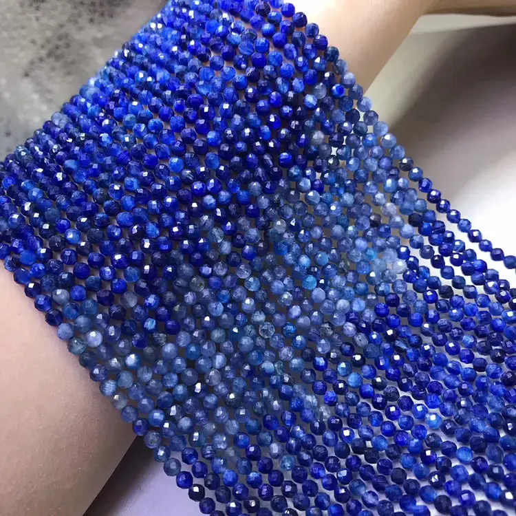 Blue Crystal Scattered Beads Necklace with Semi-Finished Chain - Image 4