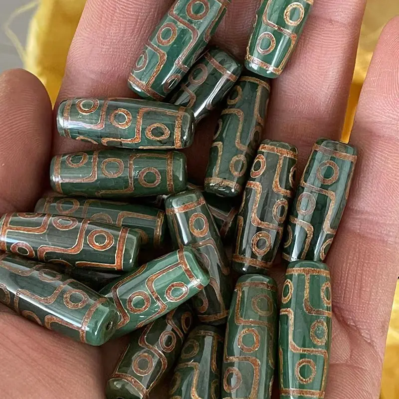 Xizang Natural Green Chalcedony Agate Beads 30mm High Gloss - Image 2