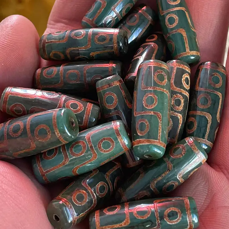 Xizang Natural Green Chalcedony Agate Beads 30mm High Gloss - Image 3