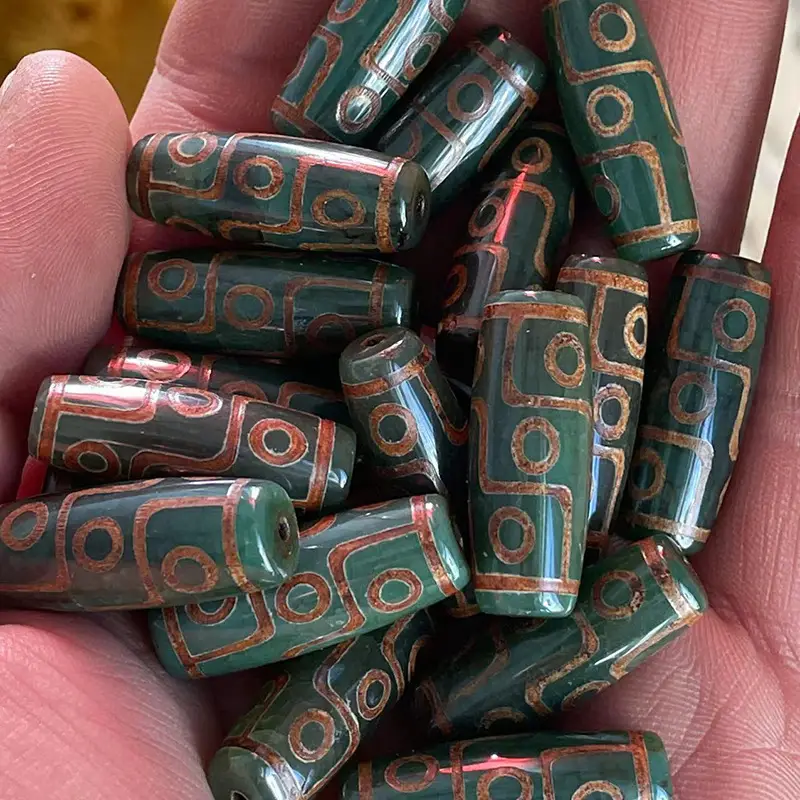 Xizang Natural Green Chalcedony Agate Beads 30mm High Gloss - Image 4