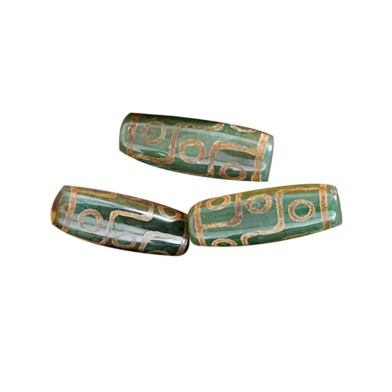 Xizang Natural Green Chalcedony Agate Beads 30mm High Gloss - Image 5