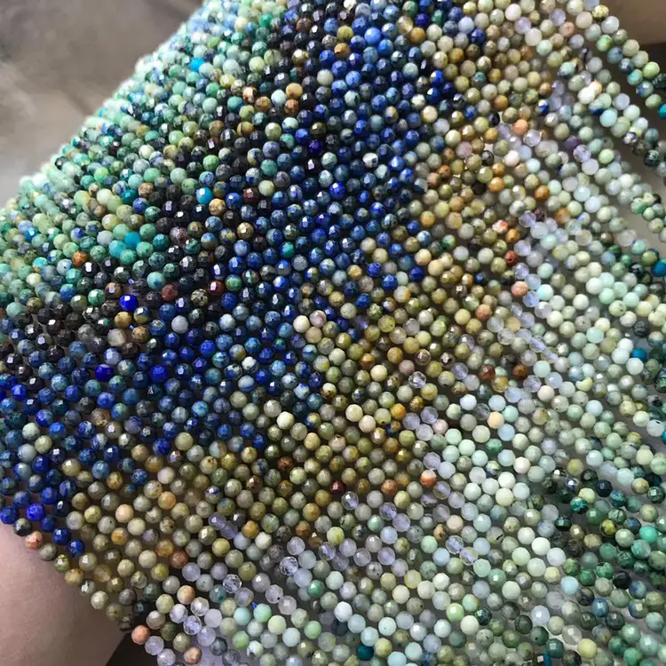 Natural Phoenix Lapis Cut Angle Round Beads 2.5mm - Image 2