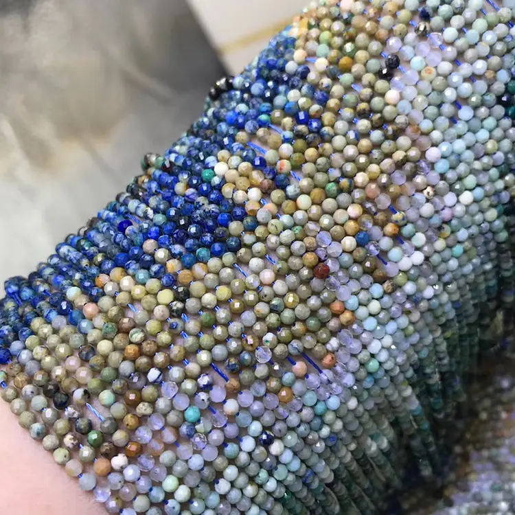 Natural Phoenix Lapis Cut Angle Round Beads 2.5mm - Image 3