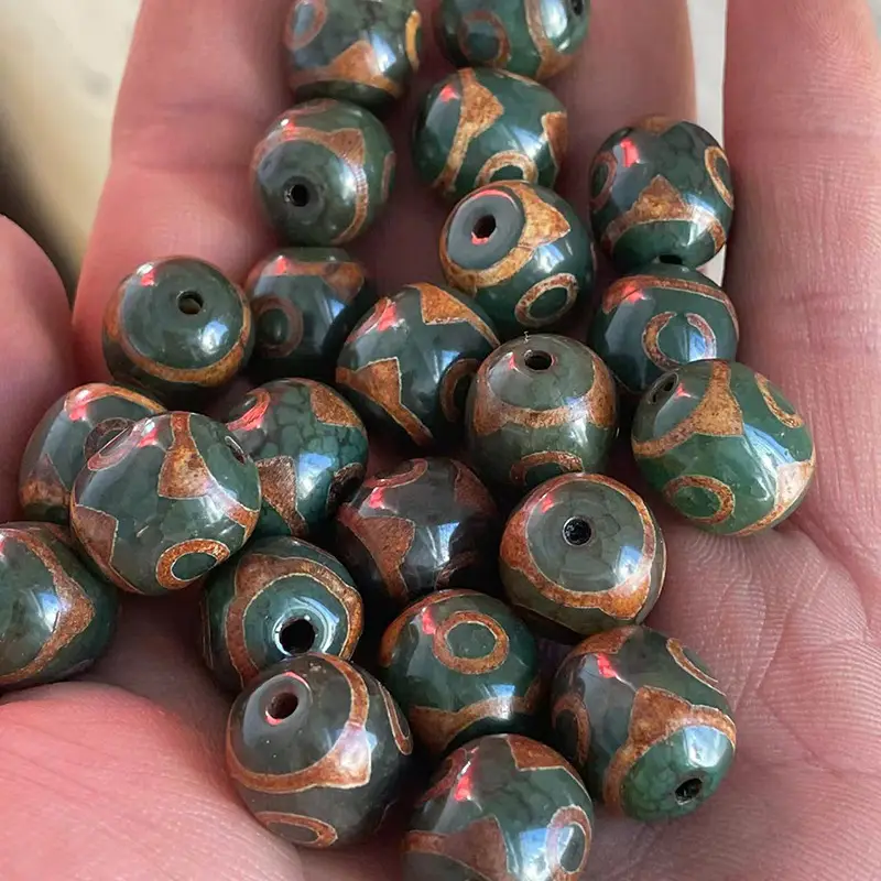 Xizang Green Chalcedony Beads 14x16mm High Gloss - Image 2