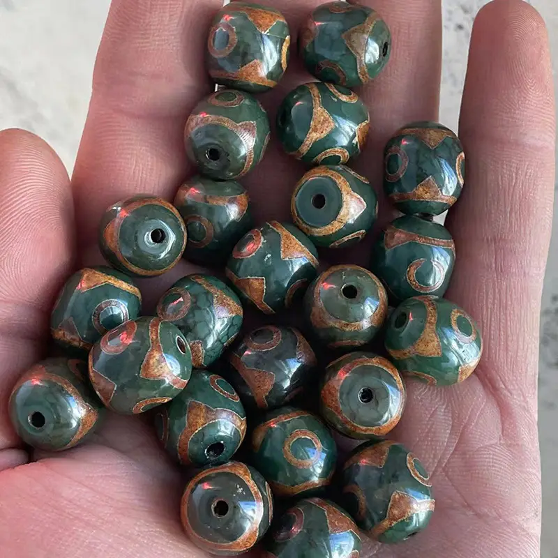 Xizang Green Chalcedony Beads 14x16mm High Gloss - Image 4