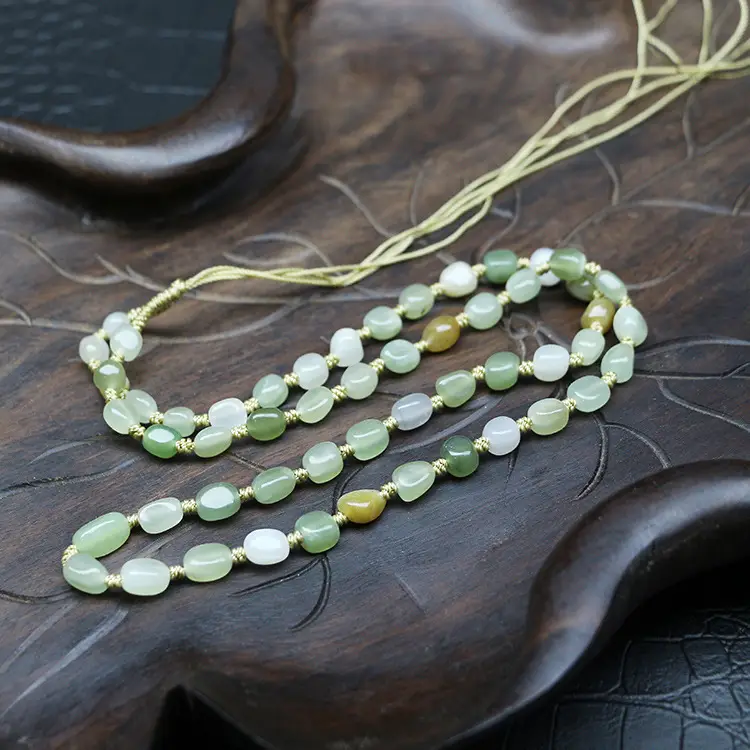 Men's Green Jade Pendant Necklace with White Pearl - Image 4
