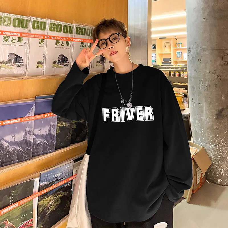 Men Cotton Long Sleeve T-Shirt FRIVER Print Loose Plus Size - Image 5