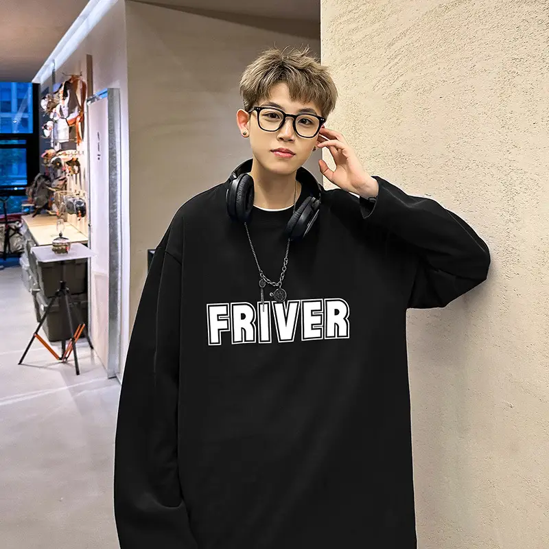 Men Cotton Long Sleeve T-Shirt FRIVER Print Loose Plus Size - Image 8