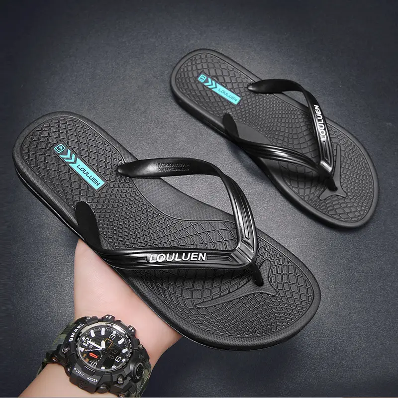 2022 Red Korean Style Men's Beach Flip Flops