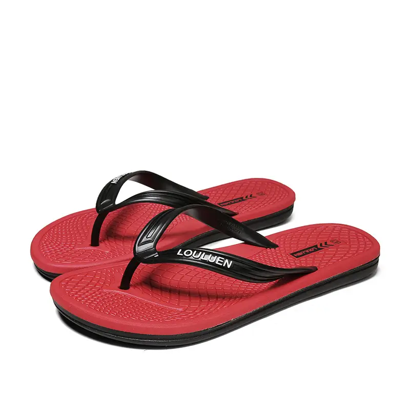 2022 Red Korean Style Men's Beach Flip Flops