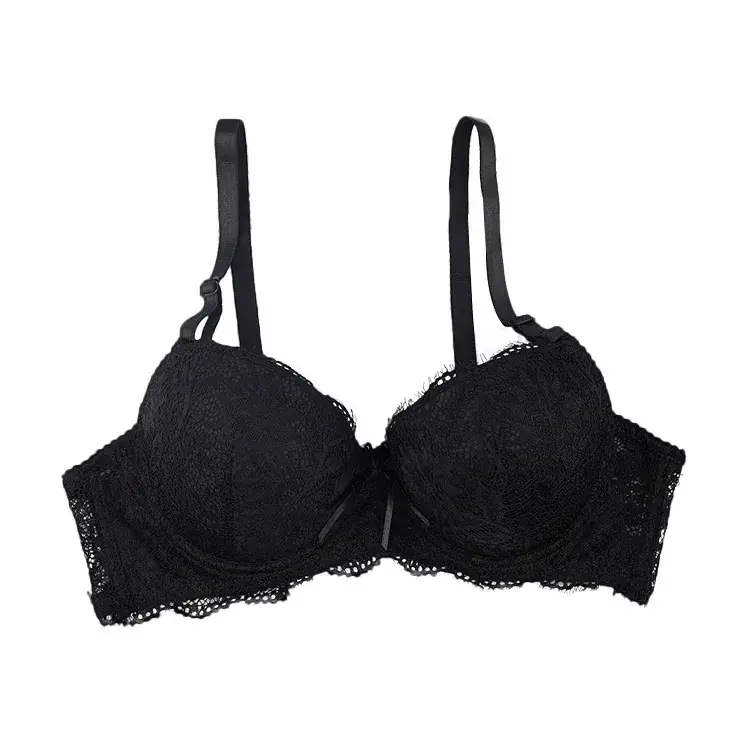 Black Lace Bra with Steel Ring Design - Image 5