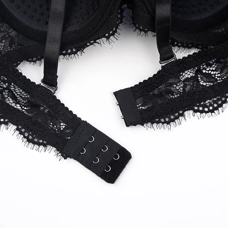 Black Lace Bra with Steel Ring Design — feature 15
