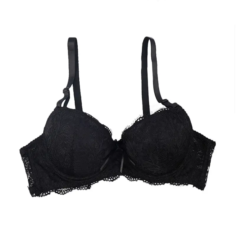 Black Lace Bra with Steel Ring Design — feature 4