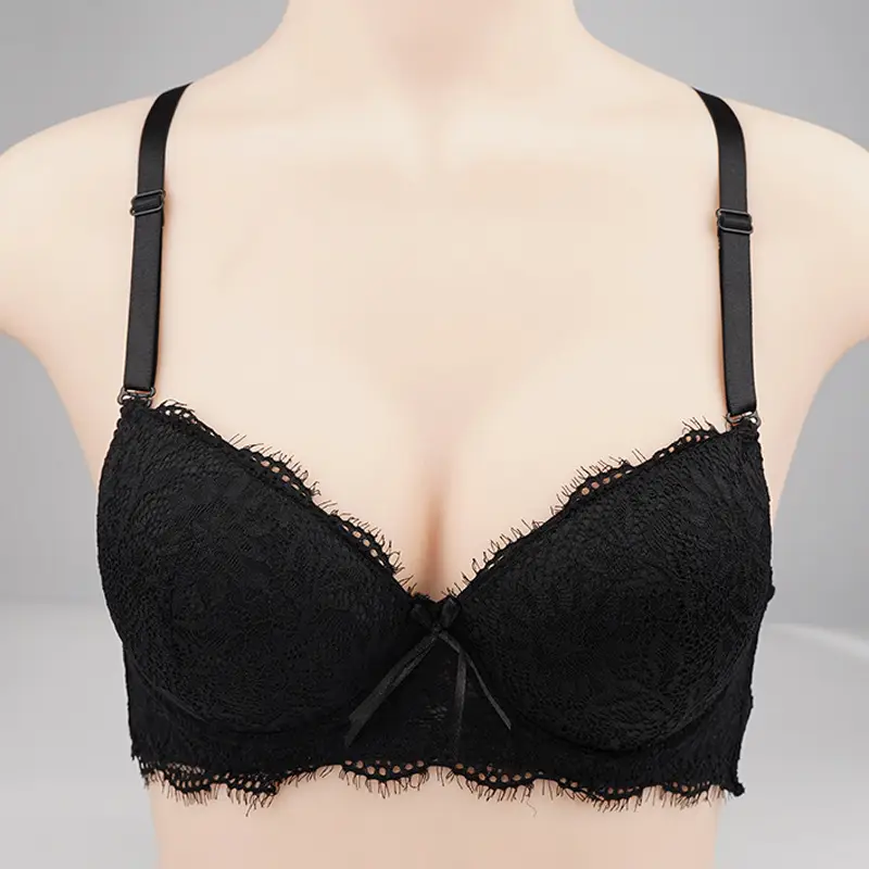 Black Lace Bra with Steel Ring Design — feature 6