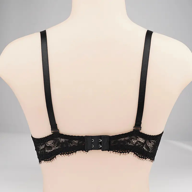 Black Lace Bra with Steel Ring Design — feature 7