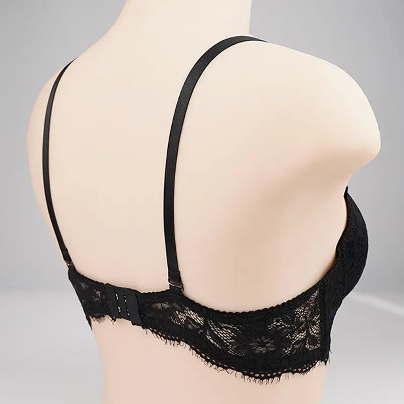 Black Lace Bra with Steel Ring Design — feature 9