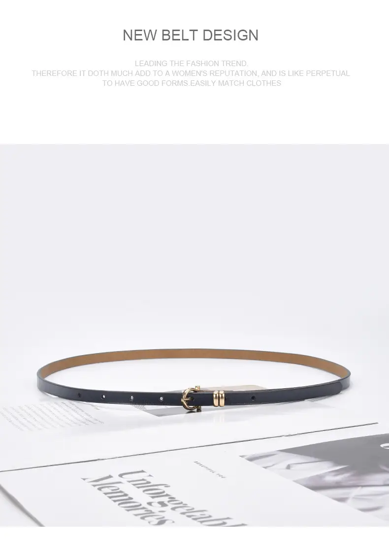 Women's tan leather belt with gold buckle β feature 25