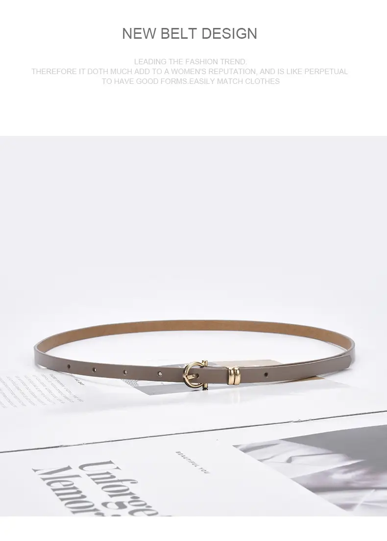 Women's tan leather belt with gold buckle β feature 26