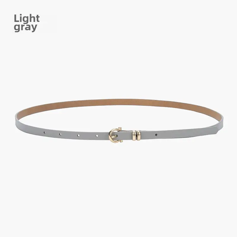 Women's tan leather belt with gold buckle - Image 10