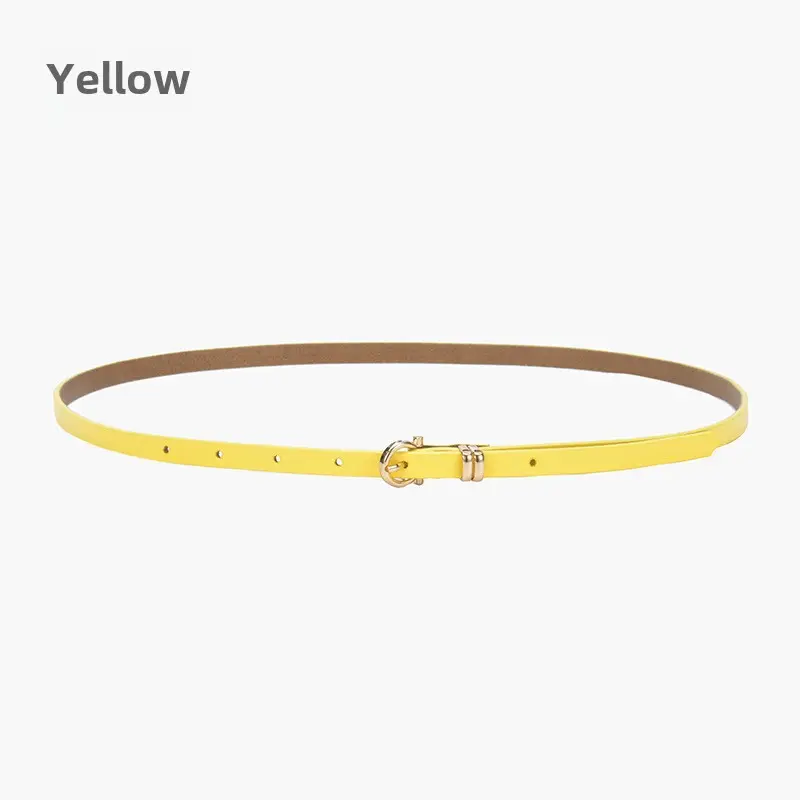 Women's tan leather belt with gold buckle - Image 3