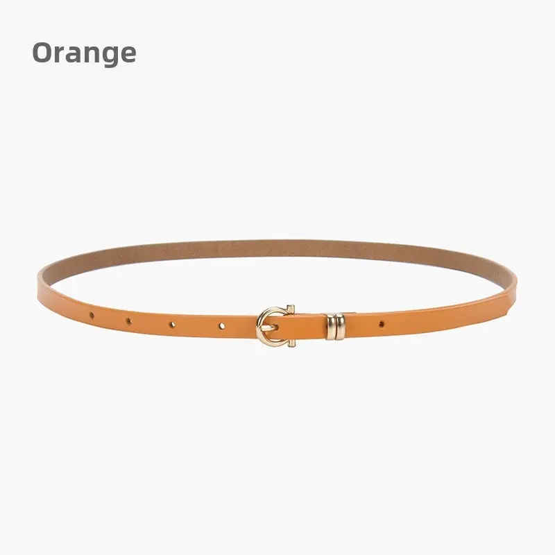 Women's tan leather belt with gold buckle - Image 5