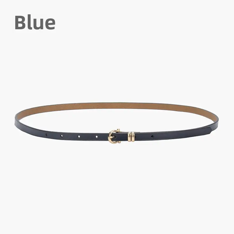 Women's tan leather belt with gold buckle - Image 8