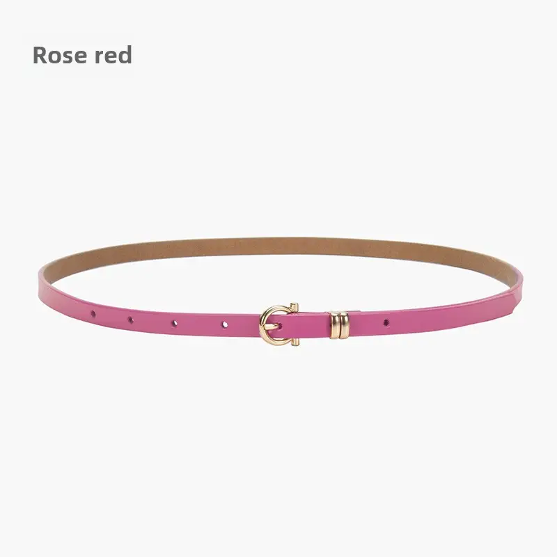 Women's tan leather belt with gold buckle - Image 9