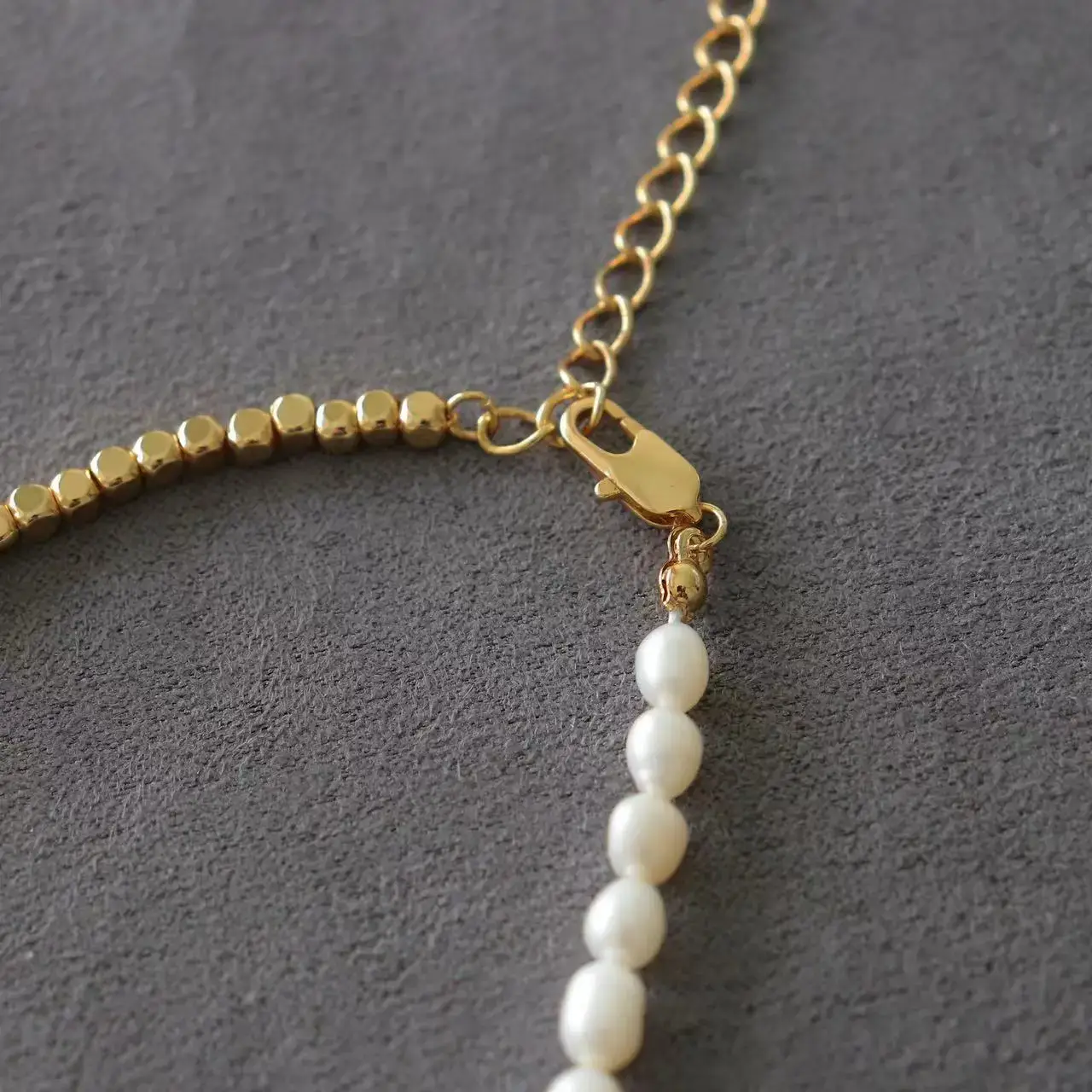 Gold Pearl Necklace & Earrings Set for Women