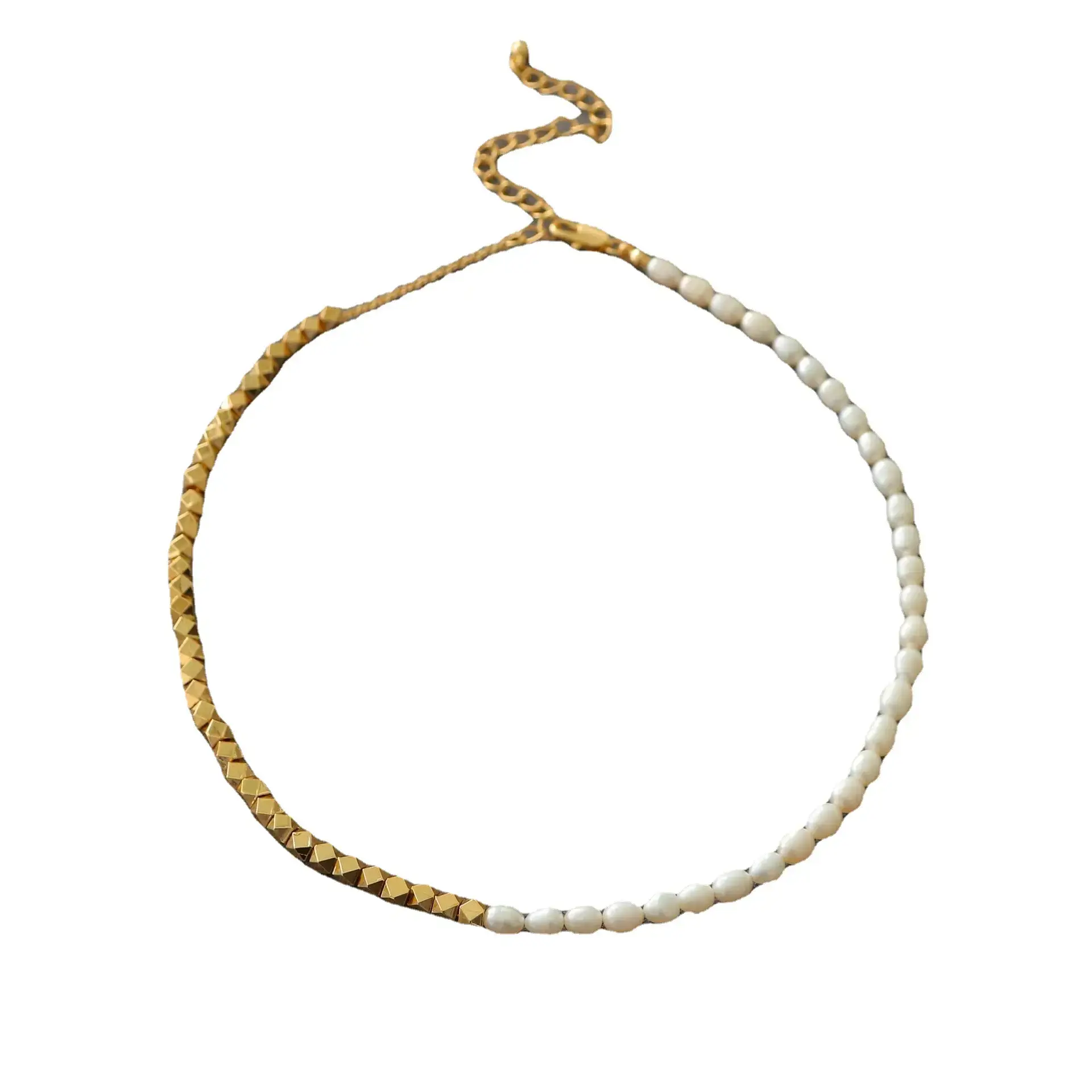 Gold Pearl Necklace & Earrings Set for Women