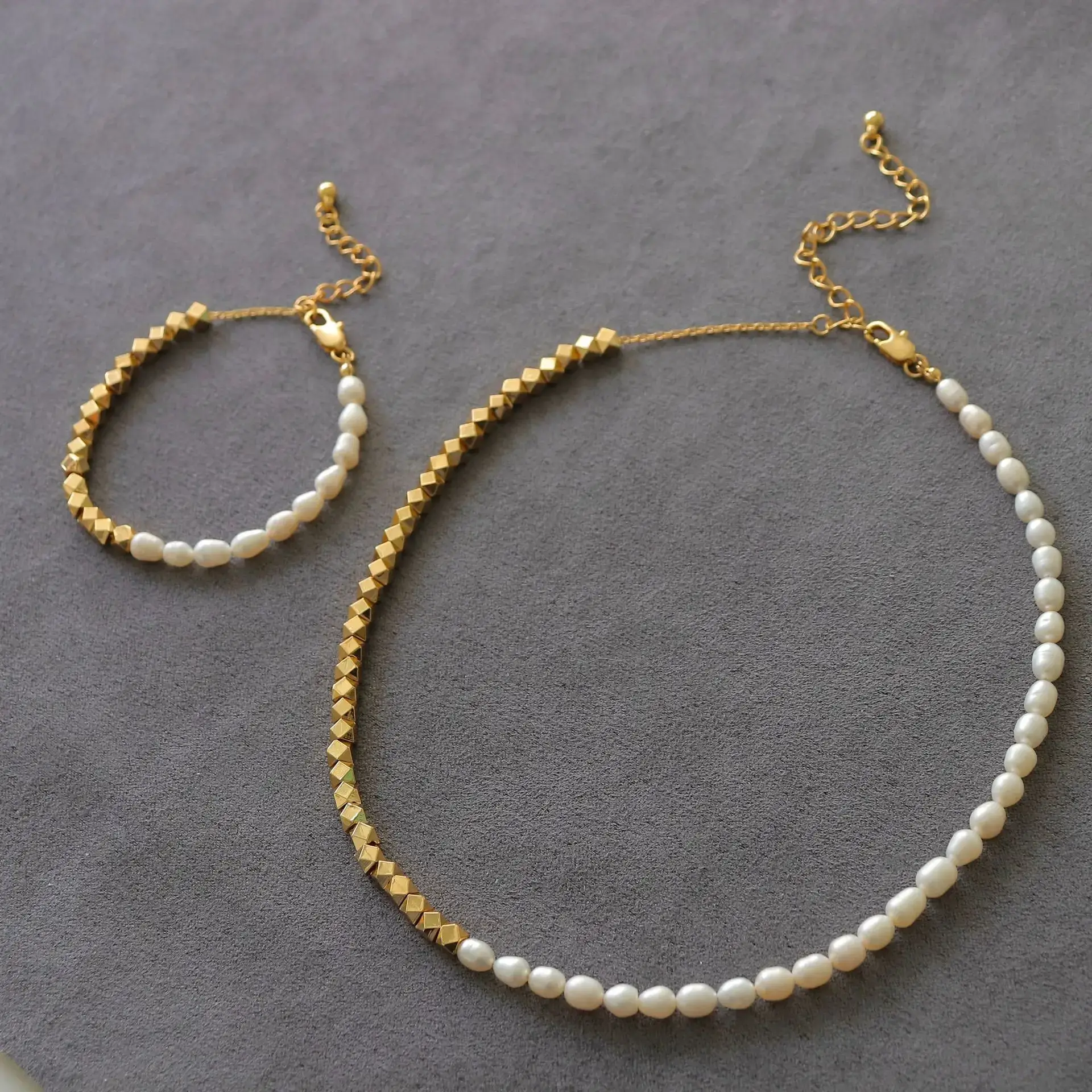 Gold Pearl Necklace & Earrings Set for Women — feature 7