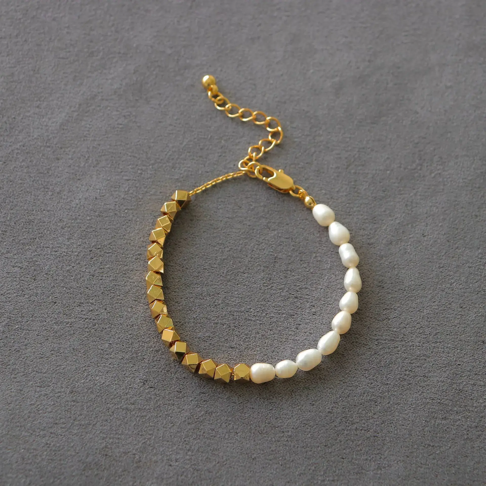 Gold Pearl Necklace & Earrings Set for Women