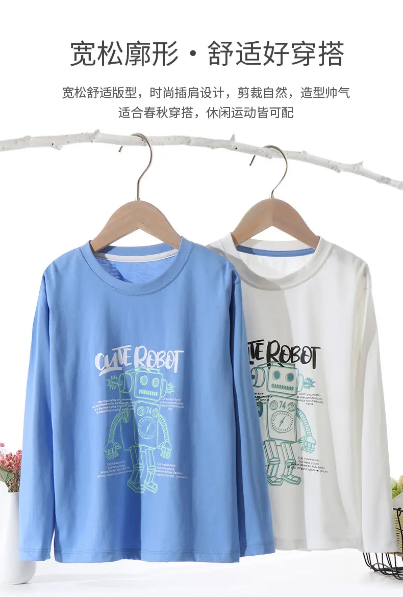 Blue Cute Resort Boys Long Sleeve T-Shirt — feature 5