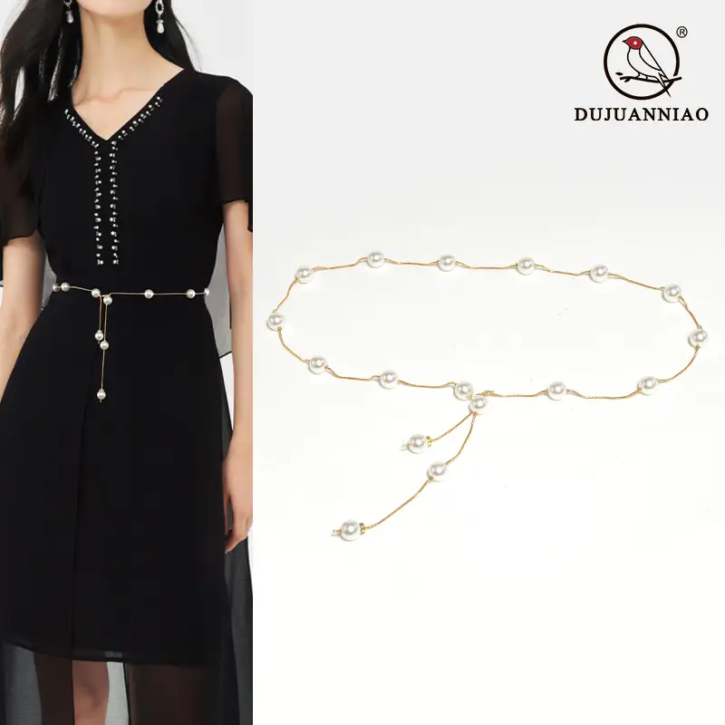 Pearl Waist Chain Women Korean Style Thin Belt Decorative - Image 2