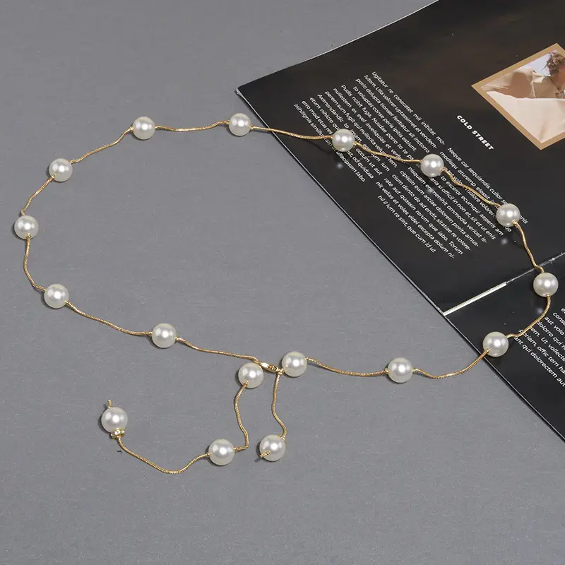 Pearl Waist Chain Women Korean Style Thin Belt Decorative - Image 3