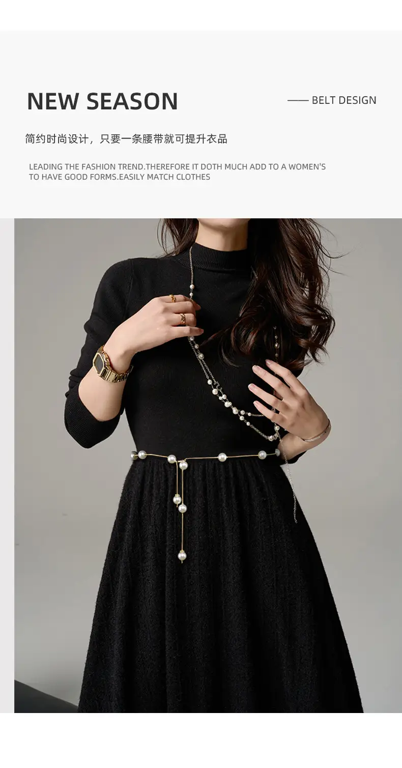 Pearl Waist Chain Women Korean Style Thin Belt Decorative β feature 16