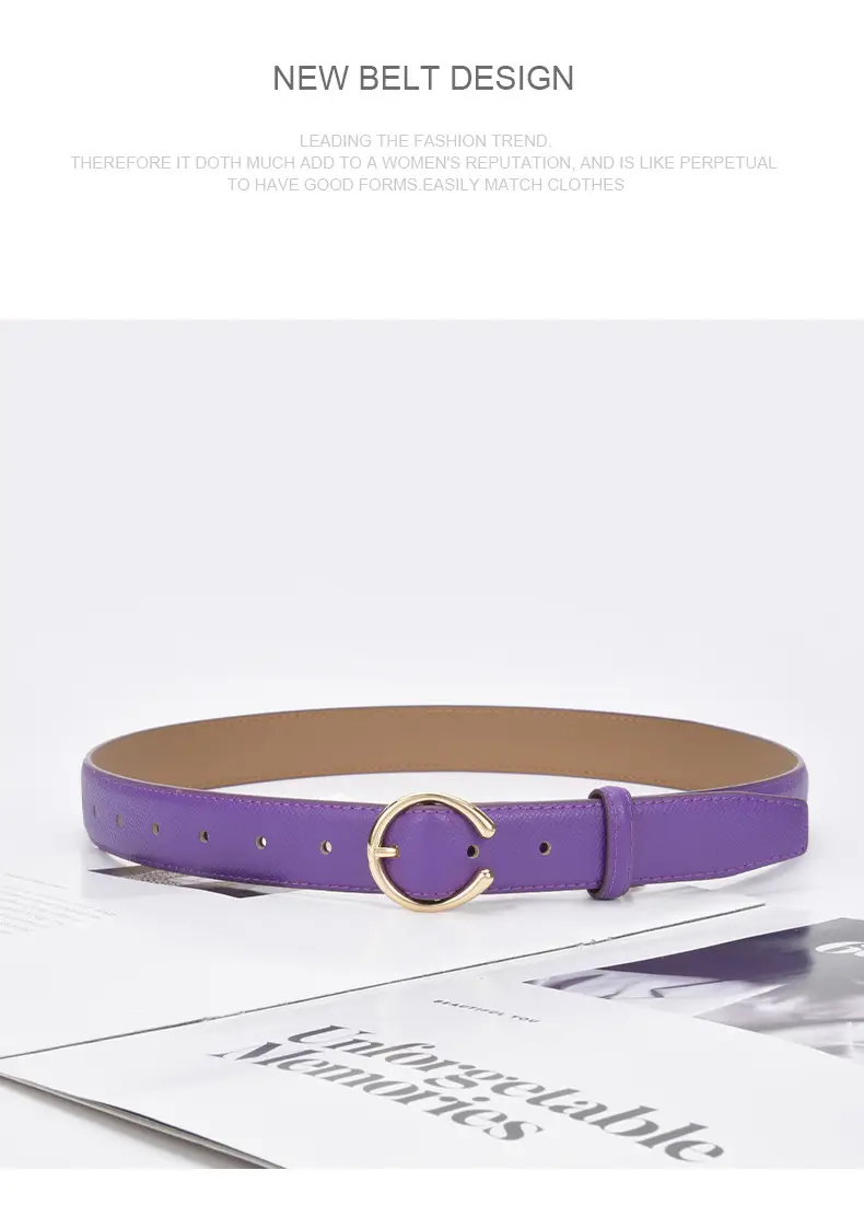 Blue Leather Belt for Women 2.8CM B款 — feature 25