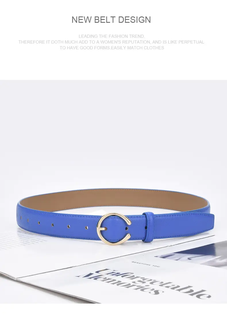 Blue Leather Belt for Women 2.8CM B款 — feature 26