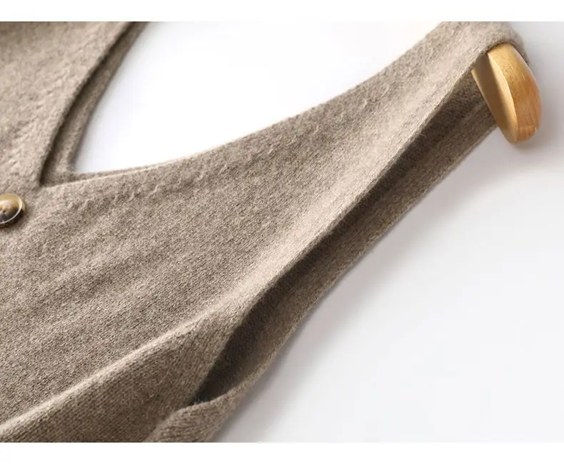 Women Wool Vest Dress V-Neck Sleeveless Long Skirt — feature 38
