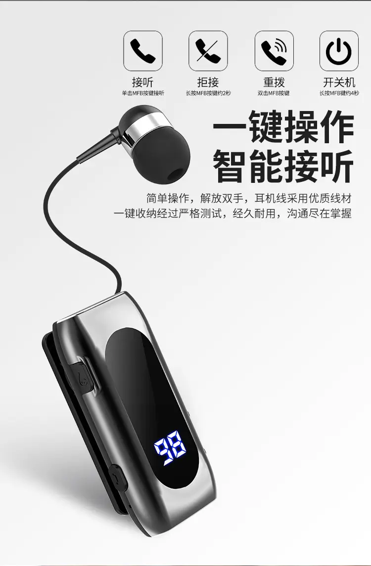 2025 Wireless Retractable Bluetooth Headset with Noise Reduction — feature 11
