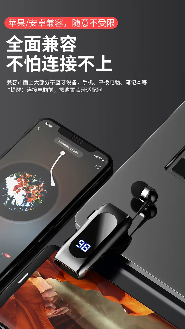2025 Wireless Retractable Bluetooth Headset with Noise Reduction — feature 13