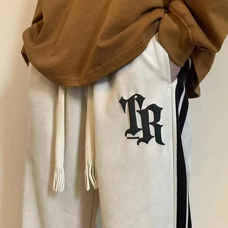 Men's Black Heavy Striped Drawstring Pants American Fashion - Image 6