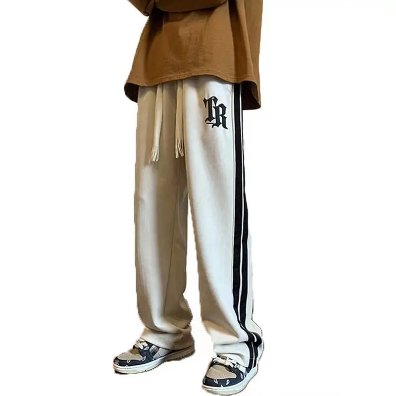 Men's Black Heavy Striped Drawstring Pants American Fashion - Image 9