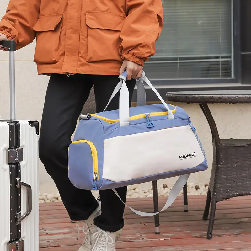 MICHAO Lightweight Travel Bag White Turquoise - Image 7
