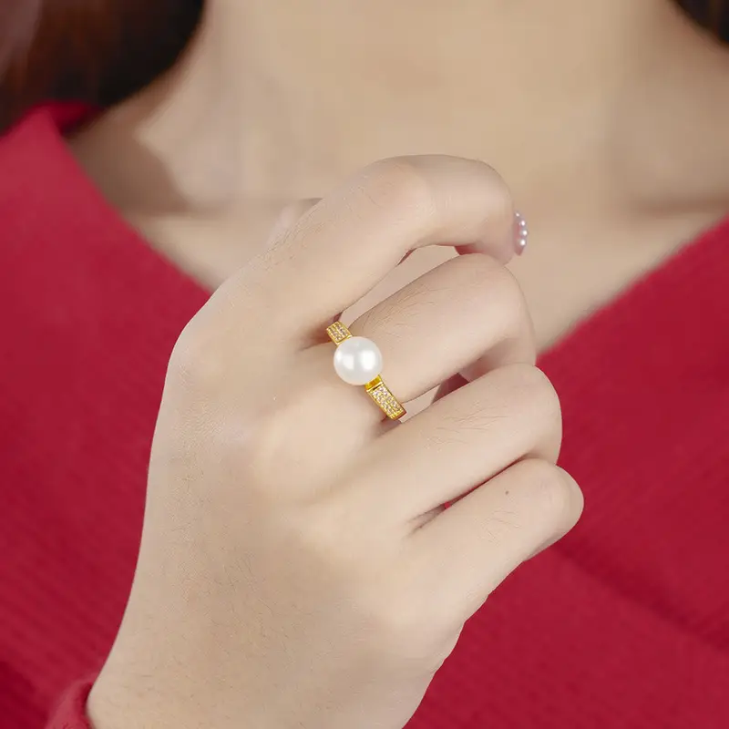 2023 Japanese Clear Zircon Pearl Ring for Women - Image 2
