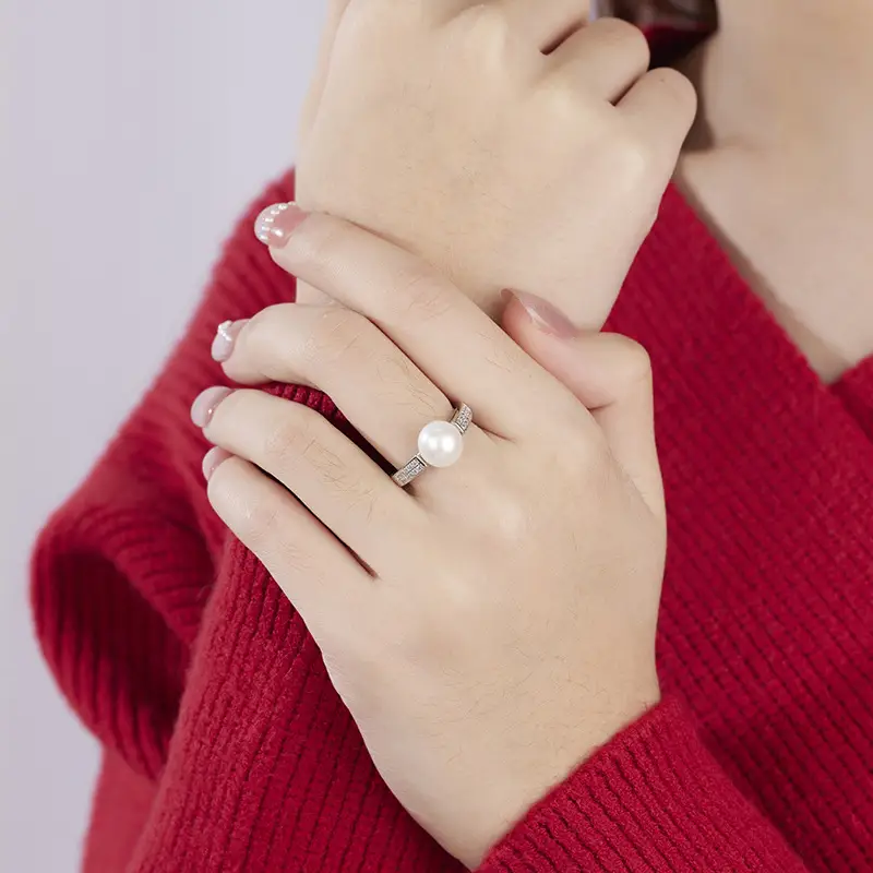 2023 Japanese Clear Zircon Pearl Ring for Women - Image 3