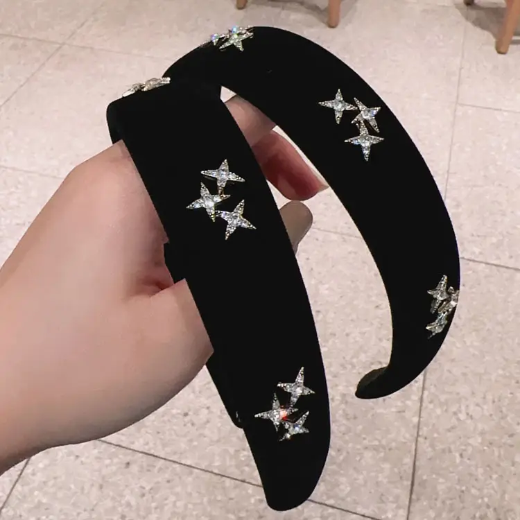 Velvet Star Headband Red Black Adjustable - Image 5