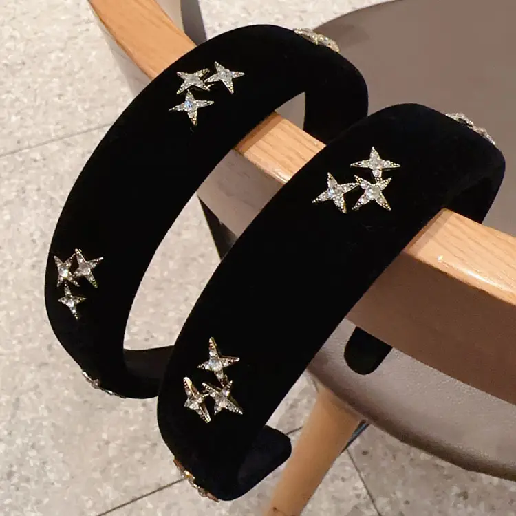 Velvet Star Headband Red Black Adjustable - Image 6