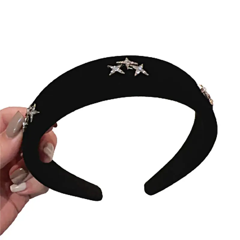 Velvet Star Headband Red Black Adjustable - Image 8