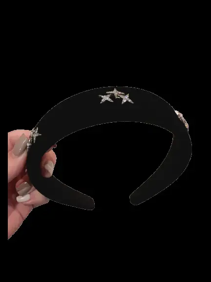 Velvet Star Headband Red Black Adjustable — feature 6