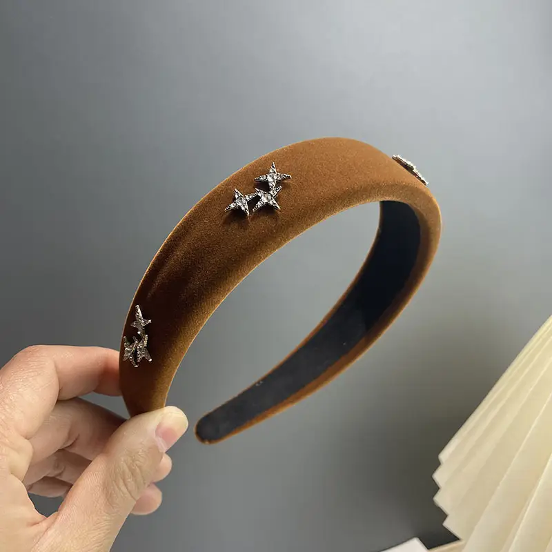 Velvet Star Headband Red Black Adjustable - Image 3